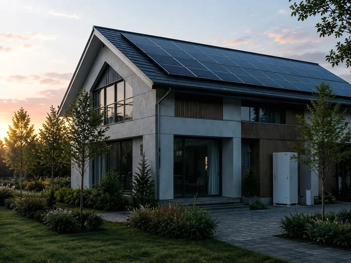 太陽光パネルと蓄電池を備えた住宅